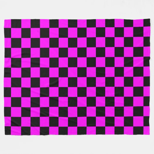 Schwarz + Rosa Karo Prüfmuster Fleecedecke (Vorderseite (Horizontal))