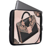 Schwarz-Rosa-KI Laptopschutzhülle (Vorne Rechts)