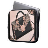 Schwarz-Rosa-KI Laptopschutzhülle (Vorderseite Links)