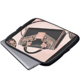 Schwarz-Rosa-KI Laptopschutzhülle (Vorne Knopf)