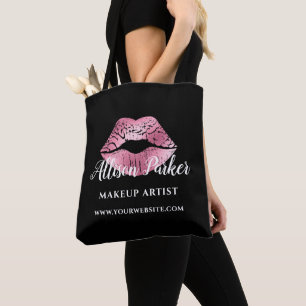 Schwarz-Rosa Kiss Lips Tasche