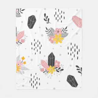 Schwarz-Rosa-Kristalle mit Blume und abstrakt Fleecedecke