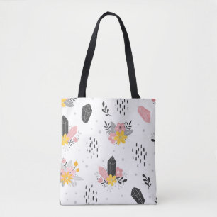 Schwarz-Rosa-Kristalle mit Blume und abstrakt  Tasche