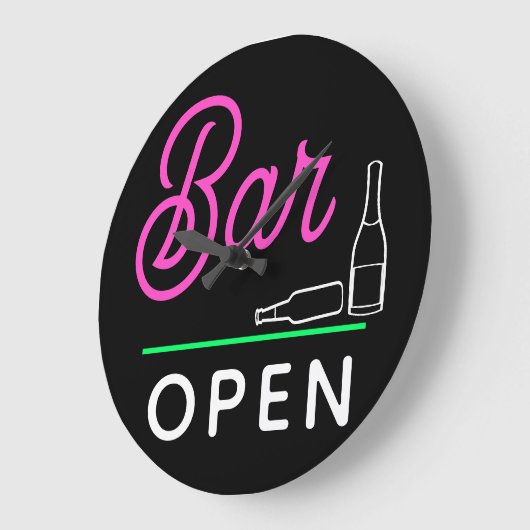 Schwarz-Rosa-Kronengrün, Retro-Bar geöffnet Große Wanduhr (Winkel)