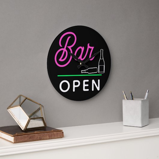 Schwarz-Rosa-Kronengrün, Retro-Bar geöffnet Große Wanduhr (Büro)