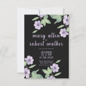 Schwarz-Rosa Lavendel-grüne Blütenfrühlingshochzei Einladung (Vorderseite)