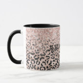 Schwarz-Rosa Leopard Druckblau-Glitzer Tasse (Links)
