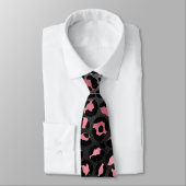 Schwarz-rosa Leopardenprint Krawatte (Gebunden)