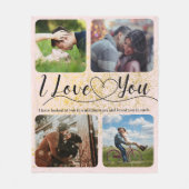 Schwarz Rosa Liebe Sparkle Couple FotoCollage Fleecedecke (Vorderseite)