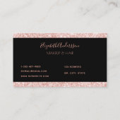 Schwarz-Rosa lila Glitzer Tropfen Make-haar Visitenkarte (Rückseite)