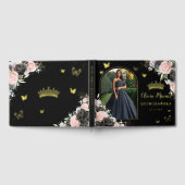 Schwarz Rosa Lila Lilac Floral Quinceañera Foto Gästebuch (Voll)