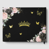 Schwarz Rosa Lila Lilac Floral Quinceañera Foto Gästebuch (Rückseite)