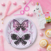 Schwarz, Rosa, Lila Schmetterlinge Pappteller (Party)