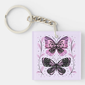 Schwarz, Rosa, Lila Schmetterlinge Schlüsselanhänger