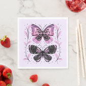 Schwarz, Rosa, Lila Schmetterlinge Serviette (Beispiel)