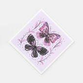 Schwarz, Rosa, Lila Schmetterlinge Serviette (Ecke)