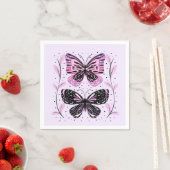 Schwarz, Rosa, Lila Schmetterlinge Serviette (Beispiel)