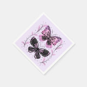 Schwarz, Rosa, Lila Schmetterlinge Serviette (Ecke)