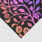 Schwarz Rosa Lila Wirbles Blumenmuster Klasse Seidenpapier (Detail)