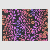 Schwarz Rosa Lila Wirbles Blumenmuster Klasse Seidenpapier (Vorderseite)