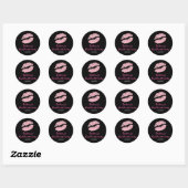 Schwarz/Rosa Lippen Kiss Gastgeschenk Sticker (Blatt)