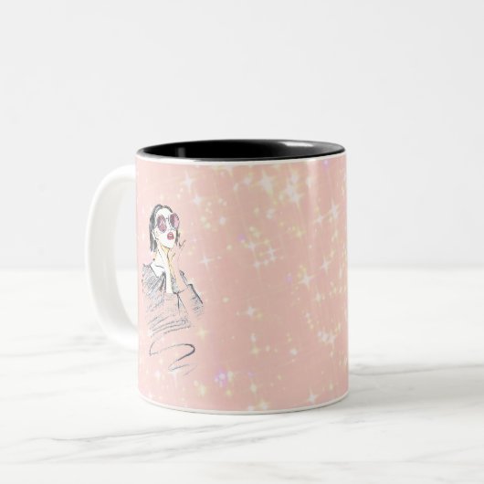 Schwarz-Rosa mädchenhafte Schönheit Zweifarbige Tasse (Vorderseite Links)