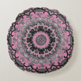 Schwarz-Rosa Mandala Rundkissen Rundes Kissen