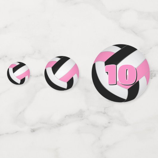 Schwarz-Rosa-Mannschaft farbenfrohe Mädchenvolleyb Konfetti (Vorderseiten)