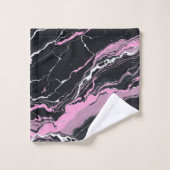 Schwarz-Rosa-Marmor Badhandtuch Set (Waschlappen)