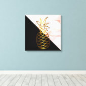 Schwarz Rosa Marmor Gold Ananas Canvas Print Leinwanddruck (Insitu (Holzboden))