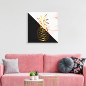 Schwarz Rosa Marmor Gold Ananas Canvas Print Leinwanddruck (Insitu (Wohnzimmer))