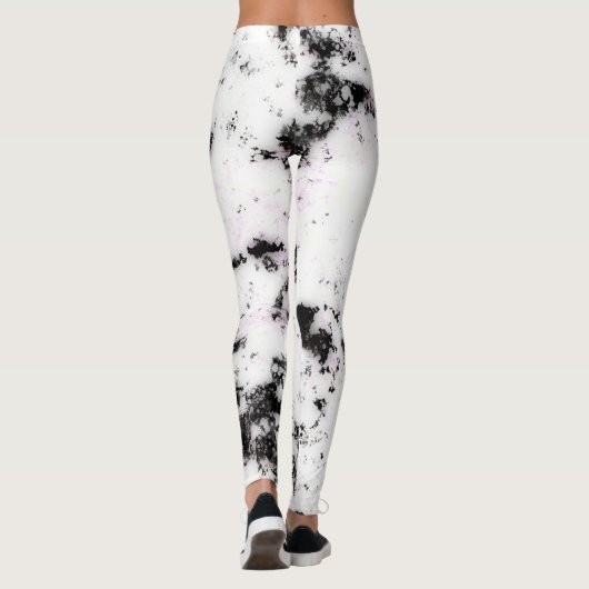 Schwarz-Rosa-Marmor Paint Splash Abstrakt Leggings (Rückseite)