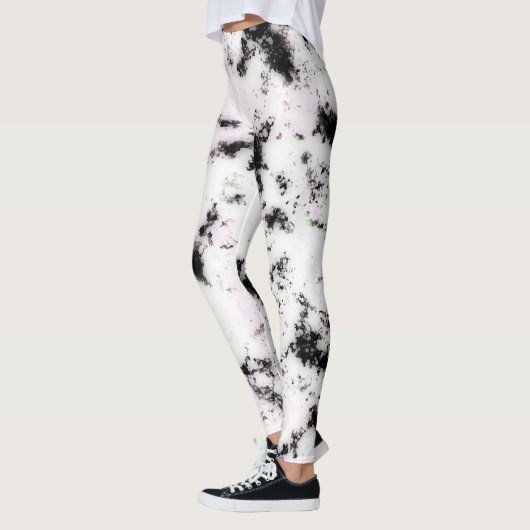 Schwarz-Rosa-Marmor Paint Splash Abstrakt Leggings (Links)