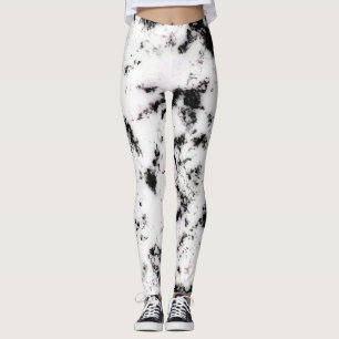 Schwarz-Rosa-Marmor Paint Splash Abstrakt Leggings
