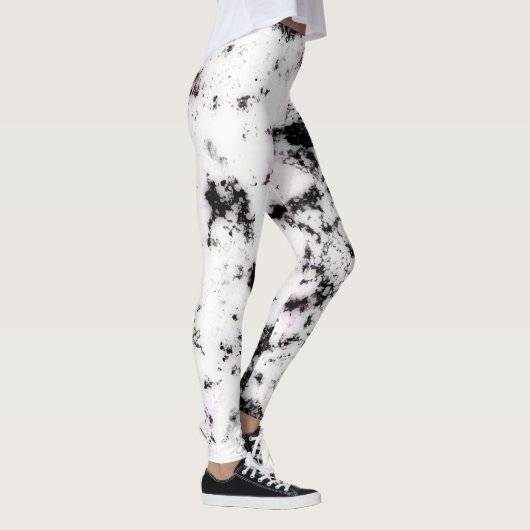 Schwarz-Rosa-Marmor Paint Splash Abstrakt Leggings (Rechts)