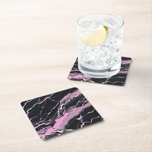 Schwarz-Rosa-Marmor Rechteckiger Pappuntersetzer (Vor Ort)