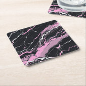 Schwarz-Rosa-Marmor Rechteckiger Pappuntersetzer (angewinkelt)