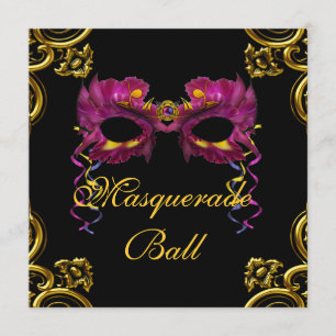 Schwarz-Rosa-Maskerade-Party Einladungen