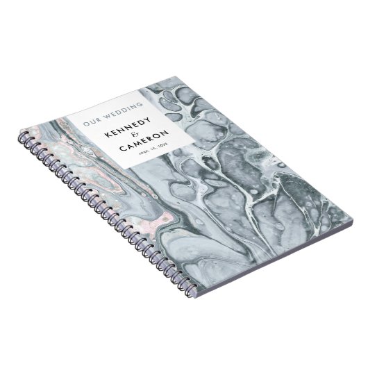 Schwarz/Rosa Minimalistischer Marmor Notizblock (Rechte Seite)