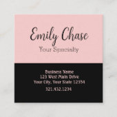 Schwarz Rosa Moderne Square Business Card Quadratische Visitenkarte (Vorderseite)