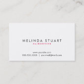 Schwarz/Rosa Moderne Typografie Haare Stylist Visitenkarte (Rückseite)