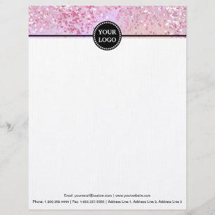 Schwarz/Rosa Modernes Stationäres Monogramm Briefbogen