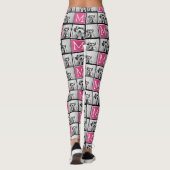 Schwarz-Rosa-Monogramm mit benutzerdefinierter 3-F Leggings (Rückseite)
