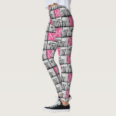 Schwarz-Rosa-Monogramm mit benutzerdefinierter 3-F Leggings (Links)