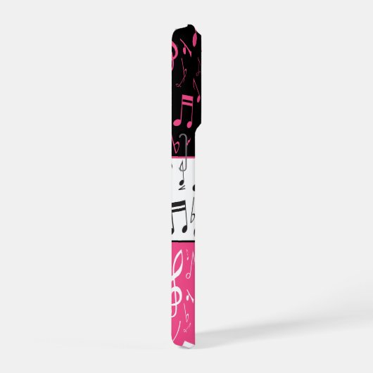 Schwarz-Rosa-Musiknoten iPhone Hülle (Rechte Seite)