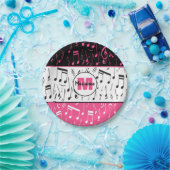 Schwarz-Rosa-Musiknoten Pappteller (Party)