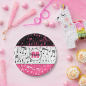 Schwarz-Rosa-Musiknoten Pappteller (Party)