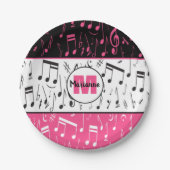 Schwarz-Rosa-Musiknoten Pappteller (Vorderseite)