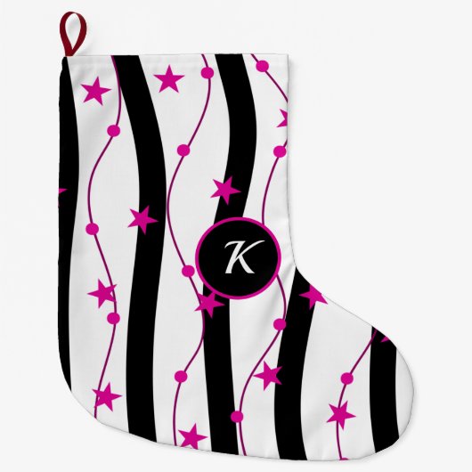 Schwarz-Rosa-Muster Großer Weihnachtsstrumpf (Vorderseite)