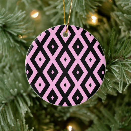 Schwarz-Rosa-Muster Keramik Ornament (Baum)